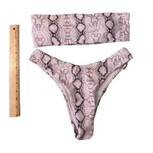 Snake print shein bandeau bikini